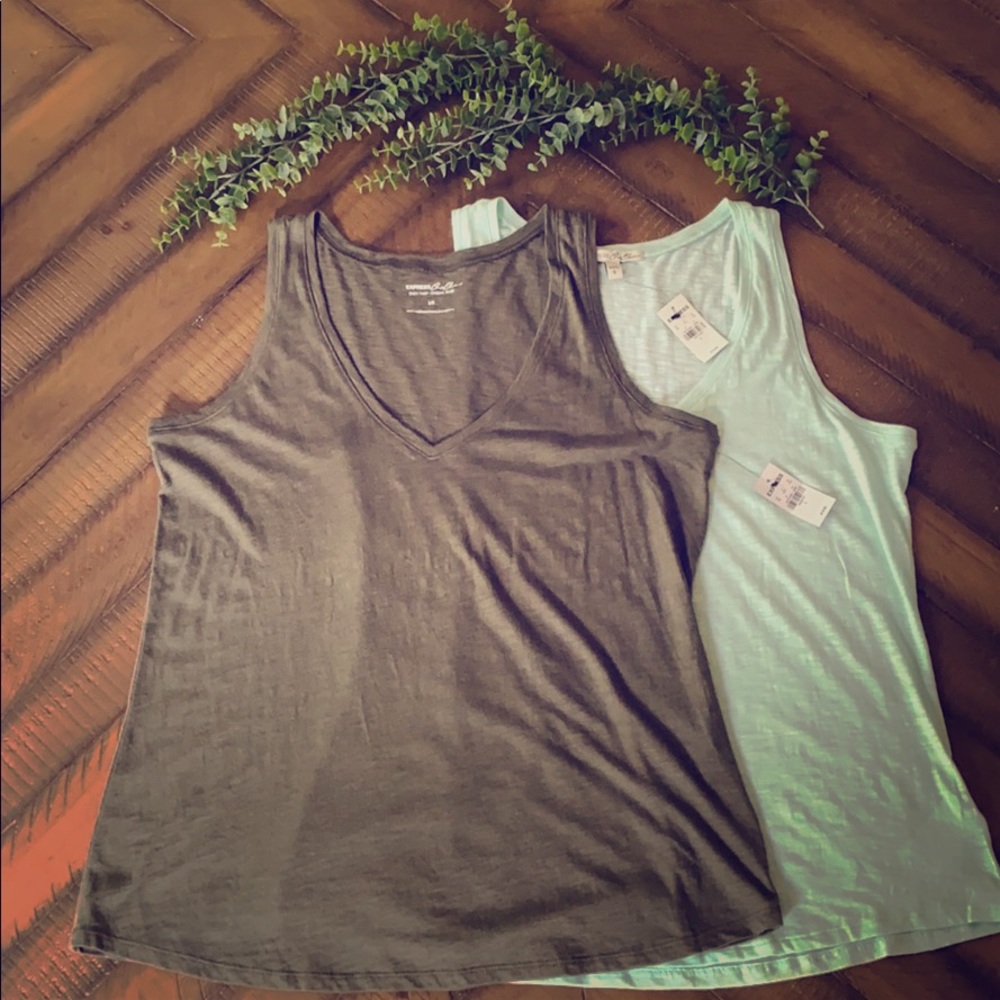 Express Casual Slub V Neck Tank